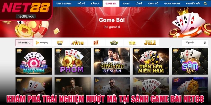 Khám phá trải nghiệm mượt mà tại sảnh game bài NET88